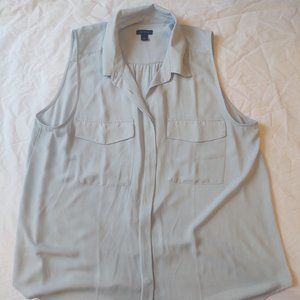 Pale Dusty Blue Mixed Media Shell Top